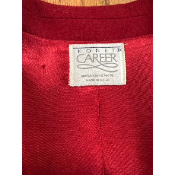 Koret Career Red Suit Merino Wool Jacket Skirt Professional Elegant Powerful in - Picture 16 of 16